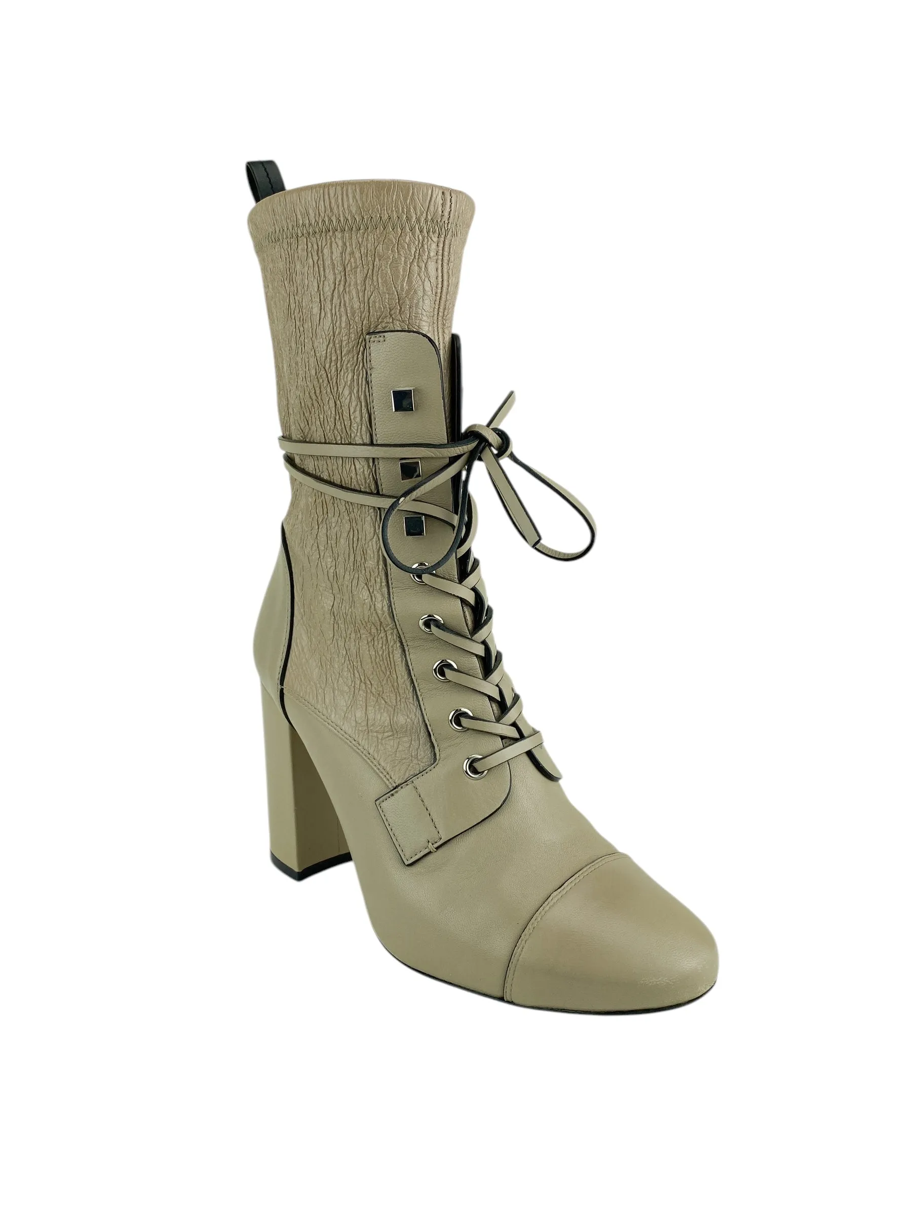 Stuart Weitzman Women's Veruka Lace-Up Leather Boots Taupe Size 9