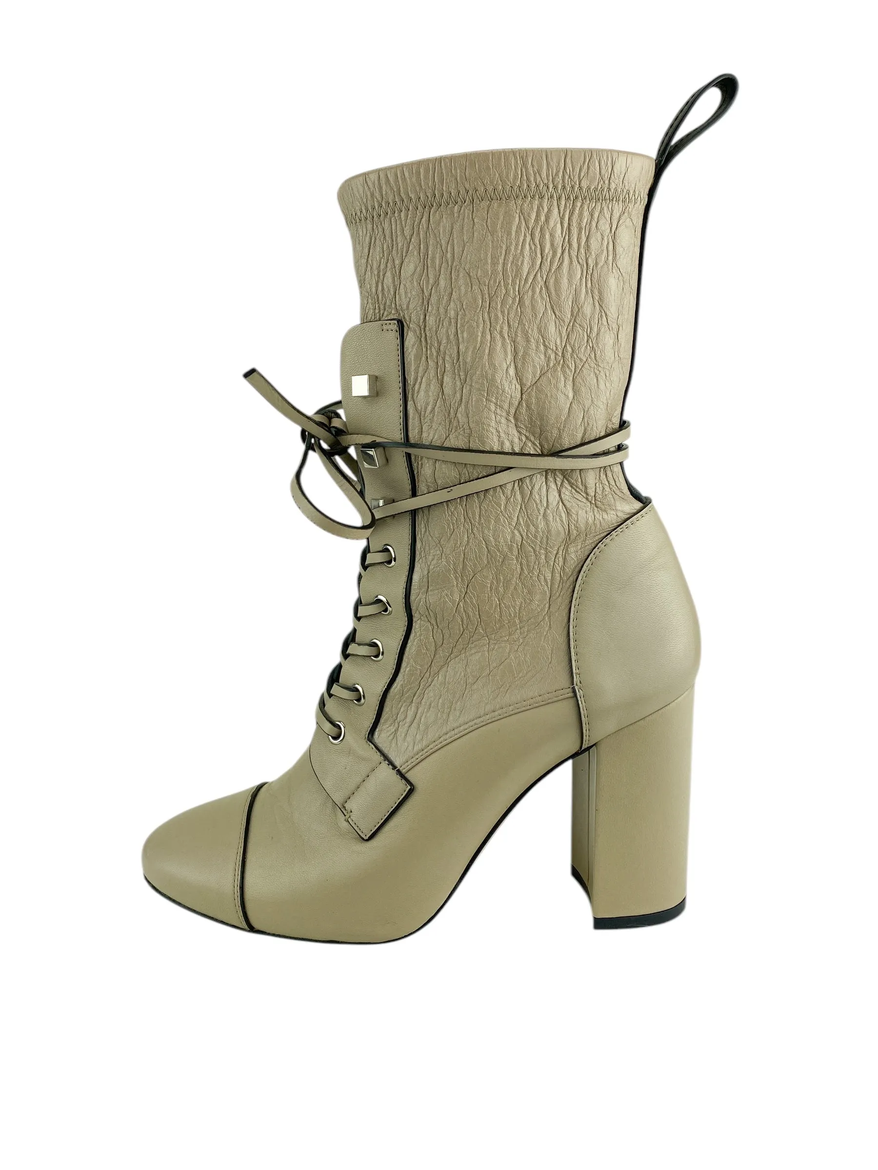 Stuart Weitzman Women's Veruka Lace-Up Leather Boots Taupe Size 9