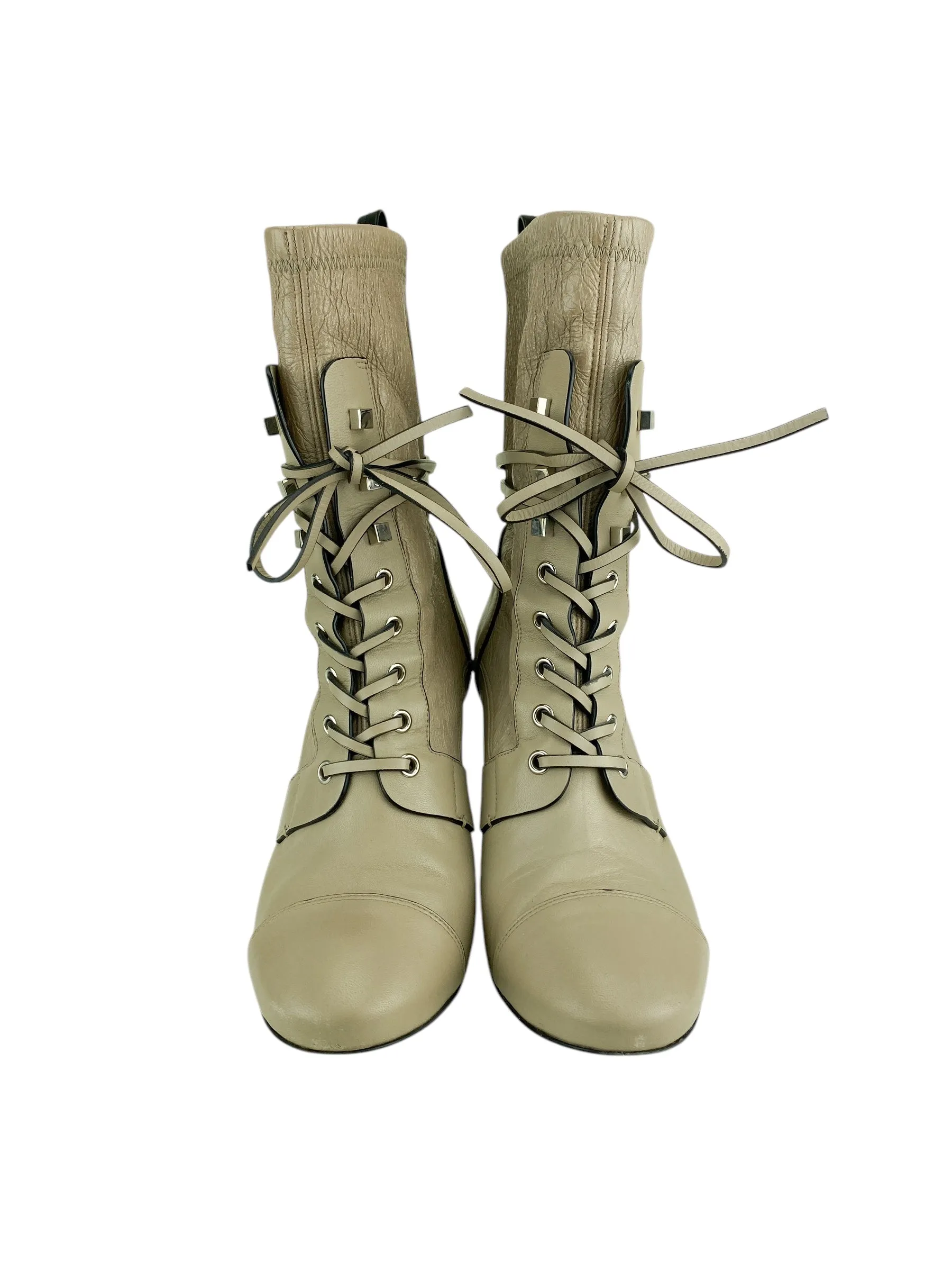 Stuart Weitzman Women's Veruka Lace-Up Leather Boots Taupe Size 9