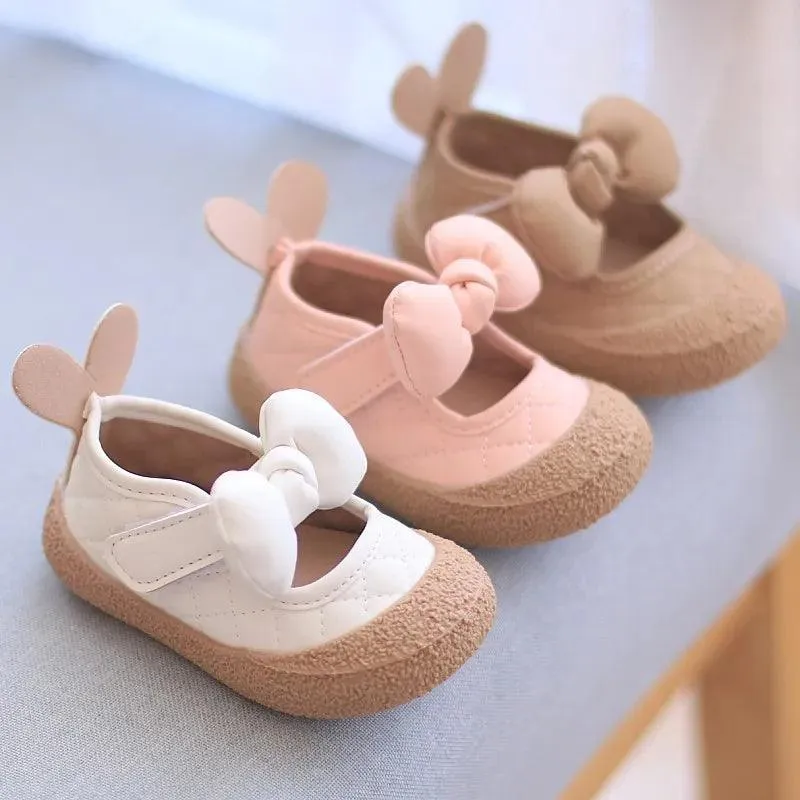 TF404 Toddler Girl Casual Shoes with Rabbit Ears: Soft Bottom, Flat