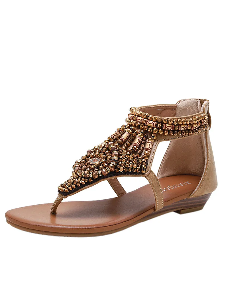 Uniwim Summer beach by the seaside sandals Wedge-heeled Rhinestone clip-on Sandals