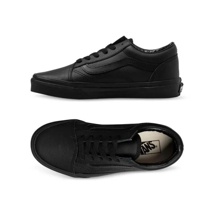 Vans - Old Skool - Youths Leather Black Black Lace Up For School NOT RETURNABLE