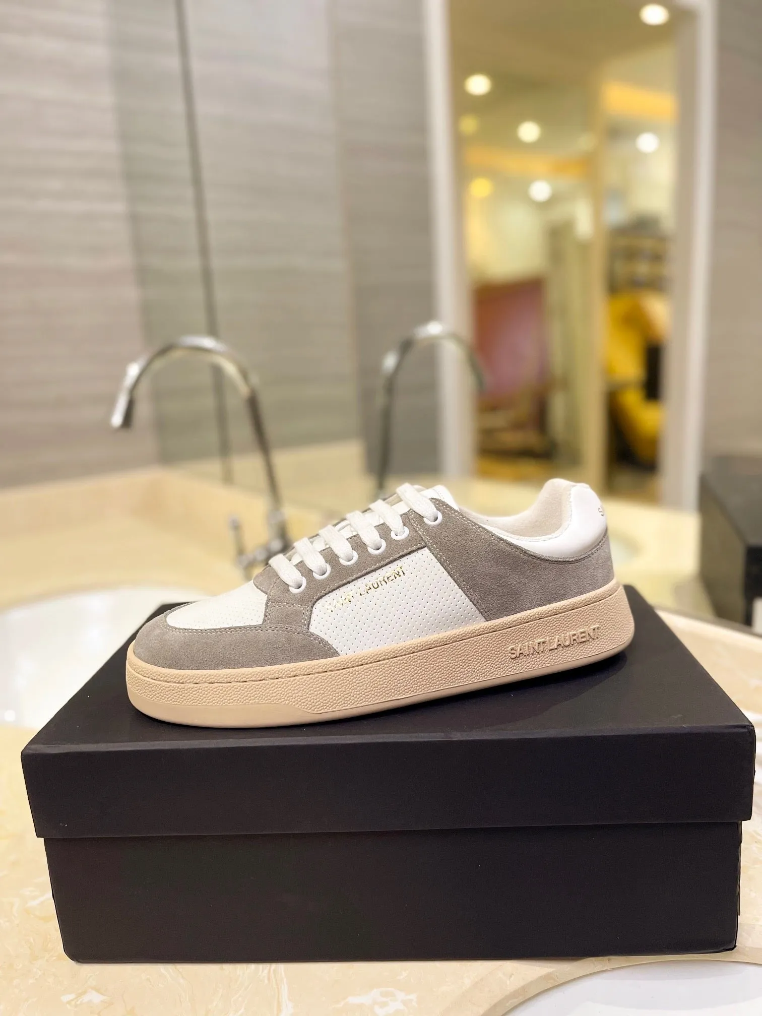 VSL Grey and White Leather Sneakers-169