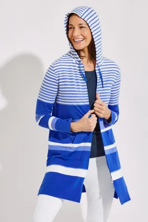 Women's Cabana Hoodie  |  Aura Blue Variegated Stripe