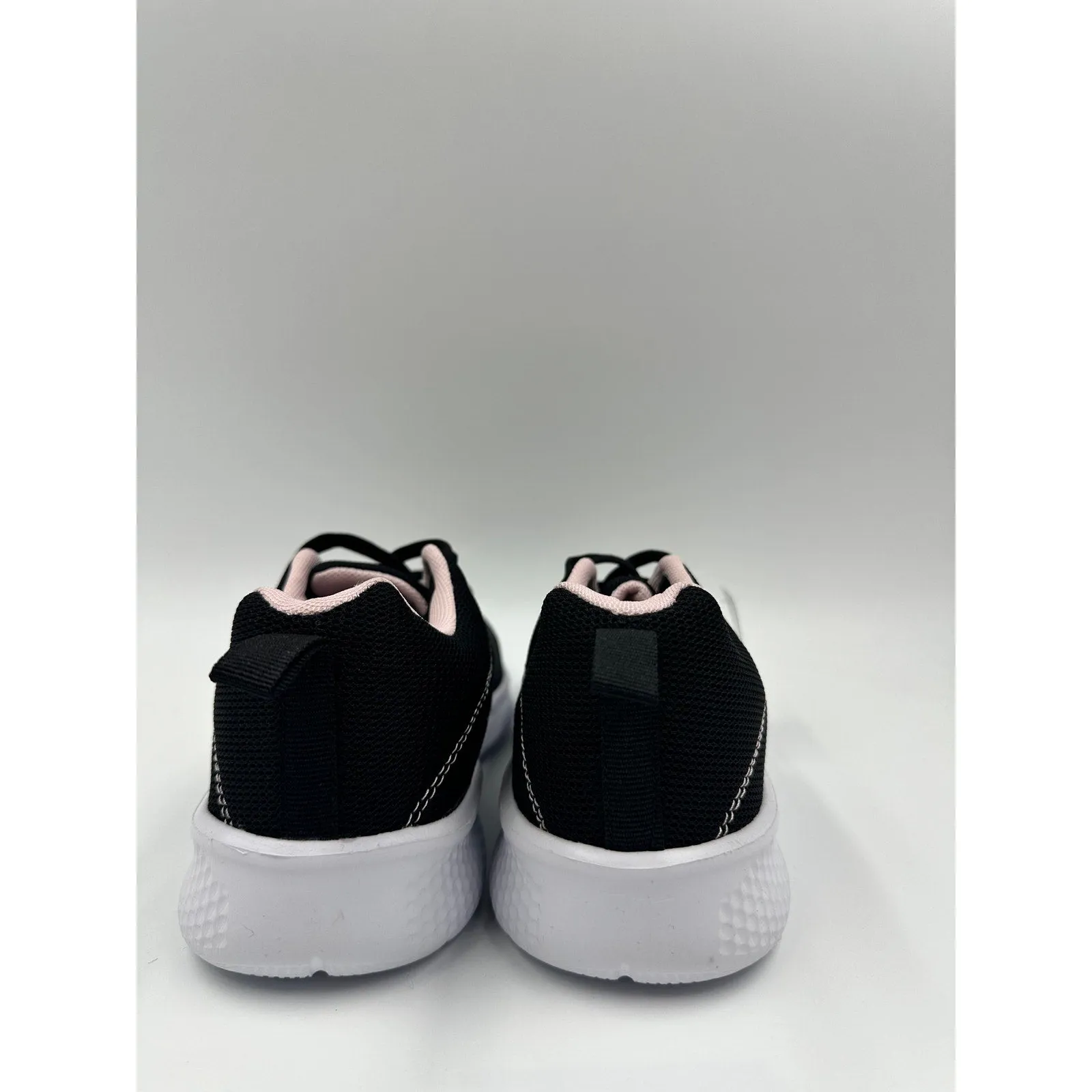 Women's Size 6, Black Low Top Sneakers w/ Light Pink Accents & Memory Foam Sole