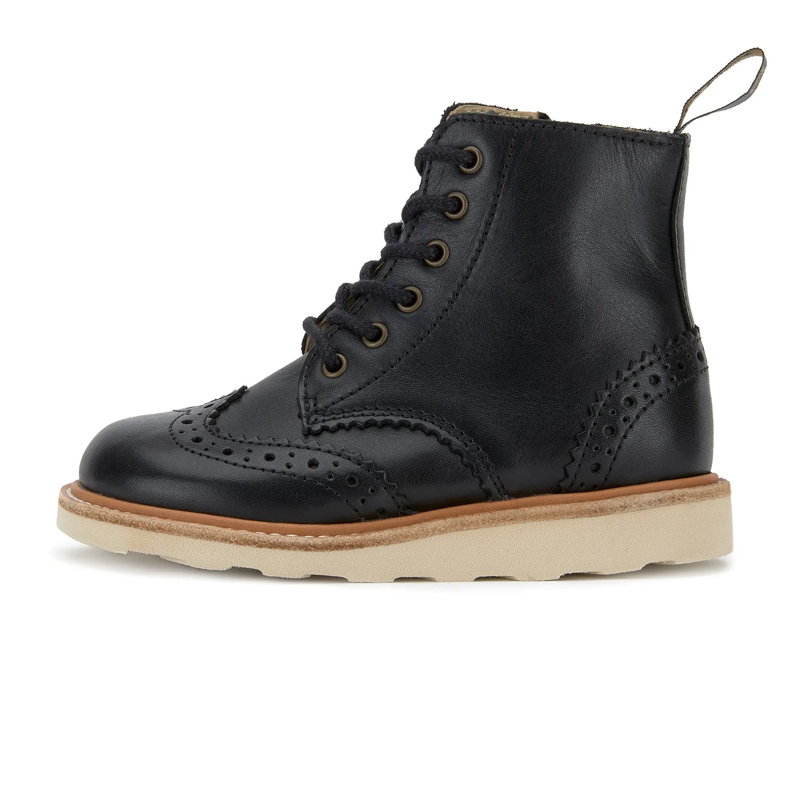 Young Soles Sidney Brogue Black Leather Boots